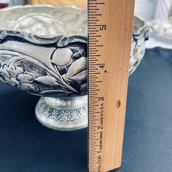 Vtg Forever Lovely and Beautiful Lacquered Silver Plate Floral Etched Bowl India - Picture 10 of 14